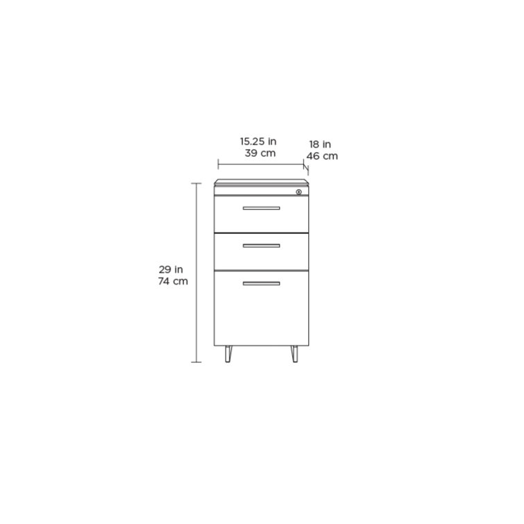 Charcoal Stained Ash and Black 3-Drawer Lockable File Cabinet