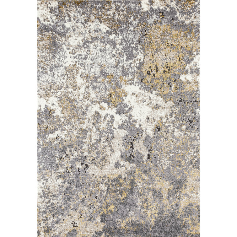 Abstract Splatter 6' x 9' Gray Synthetic Area Rug