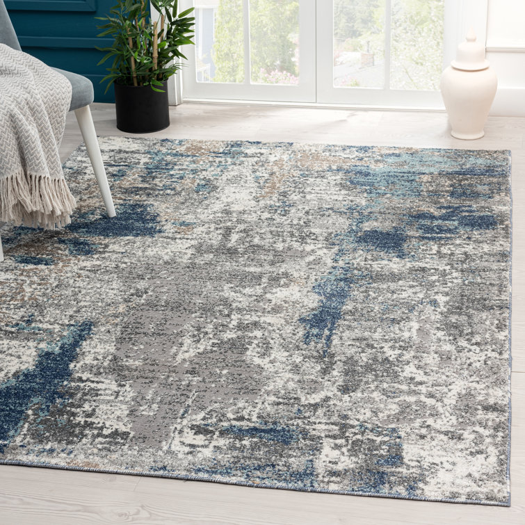 Luxe Weavers Blue and Gray Abstract 6' x 9' Area Rug