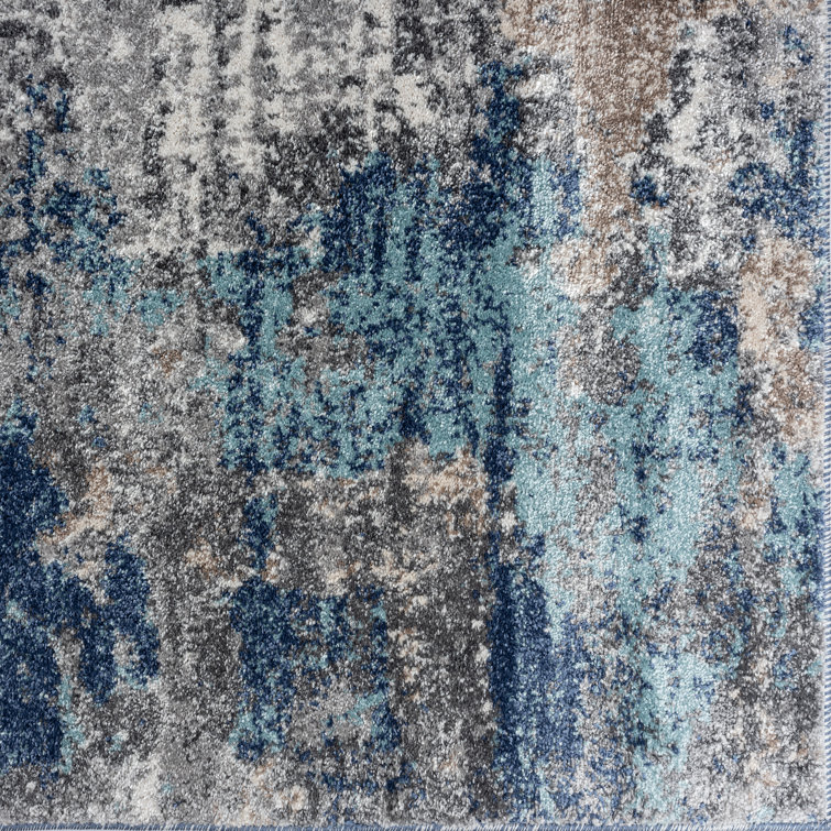 Luxe Weavers Blue and Gray Abstract 6' x 9' Area Rug