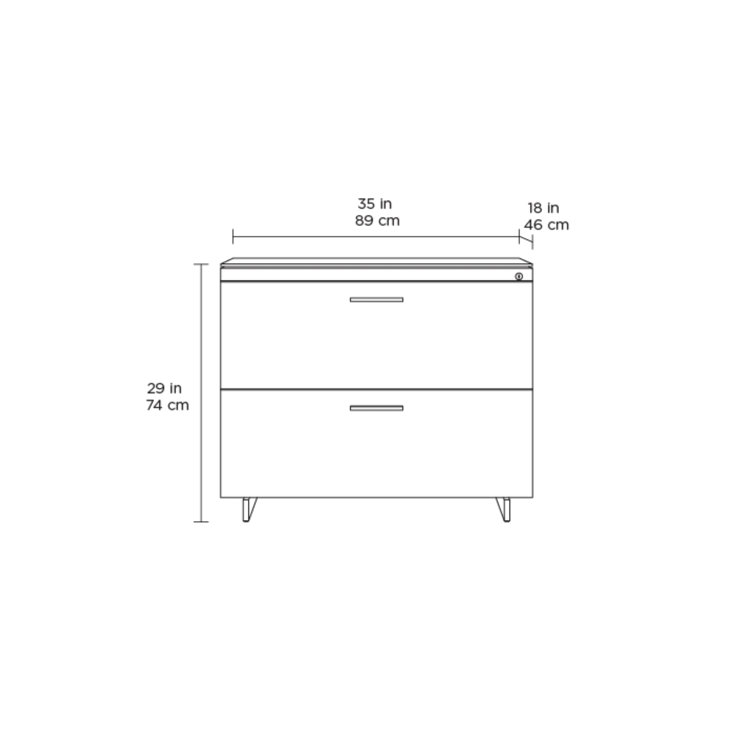 Chocolate Walnut Black 2-Drawer Lockable Lateral File Cabinet