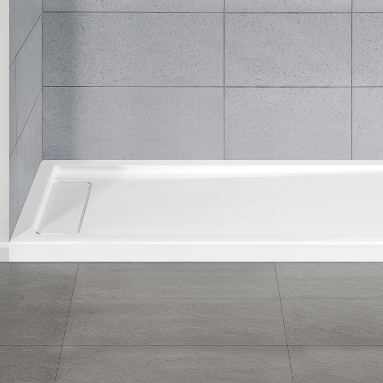White Acrylic 72x36 Rectangular Shower Base with Hidden Drain