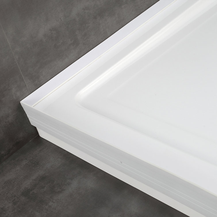 White Acrylic 48x32 Rectangular Shower Base with Hidden Drain