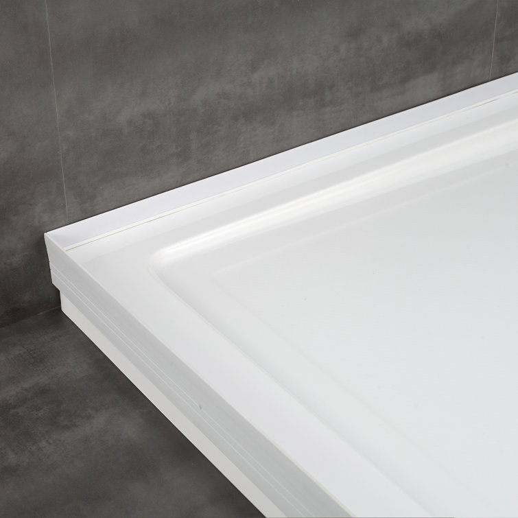 White Acrylic 48x32 Rectangular Shower Base with Hidden Drain