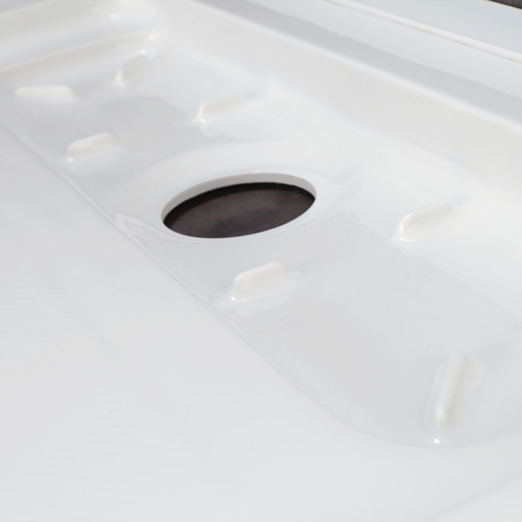 White Acrylic 48x32 Rectangular Shower Base with Hidden Drain