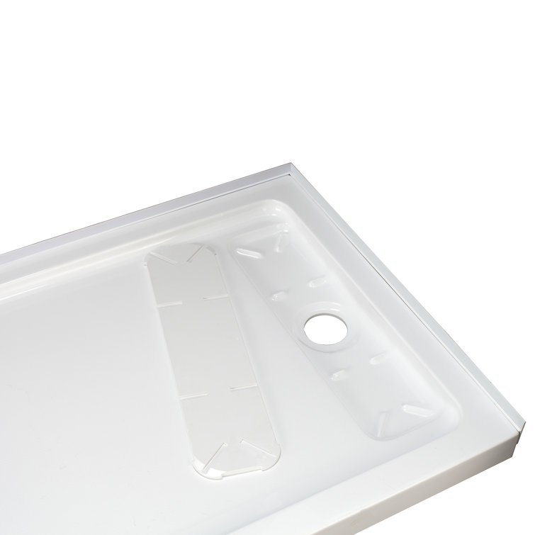 White Acrylic 60 x 32 Inch Shower Base with Hidden Drain
