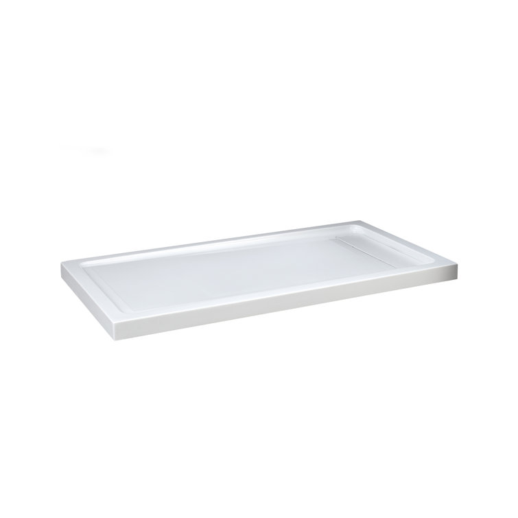White Acrylic 60 x 32 Inch Shower Base with Hidden Drain