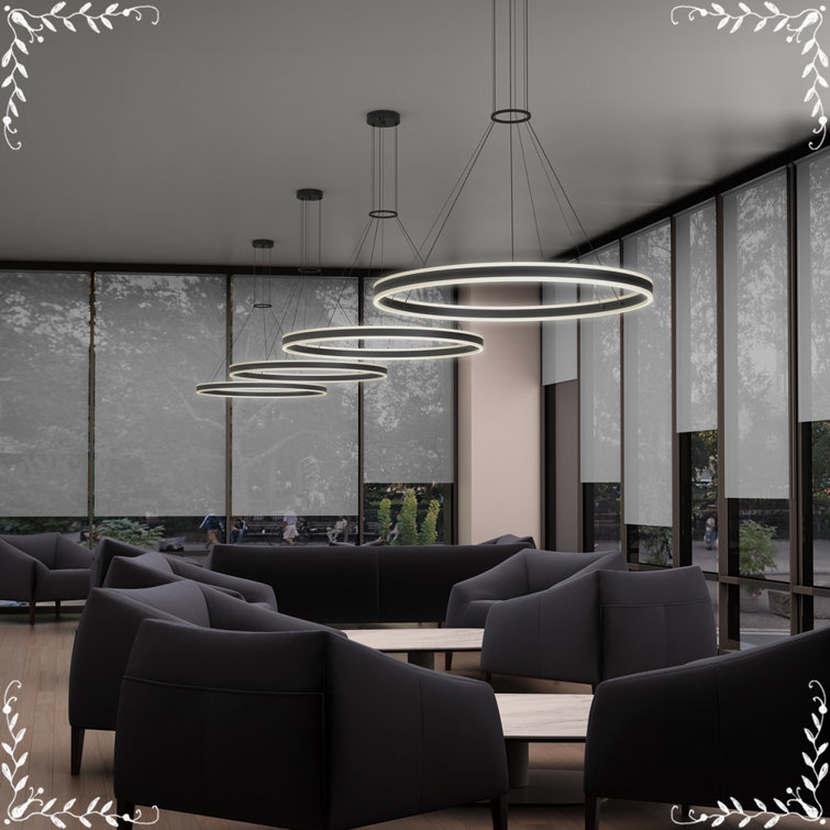 Double Corona 2-Light Satin Black Aluminum LED Chandelier