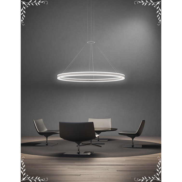 Bright Satin Aluminum LED Ring Chandelier