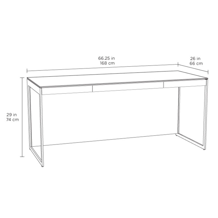 Satin White & Grey Glass Writing Desk with Drawer and Power Outlet