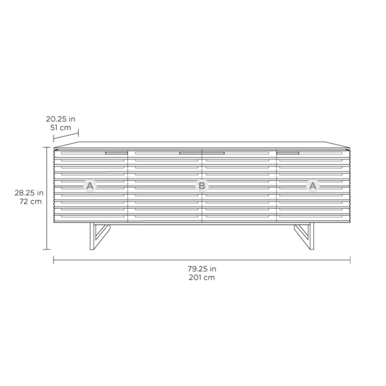 Charcoal Stained Ash 79'' Media Console with Cabinet