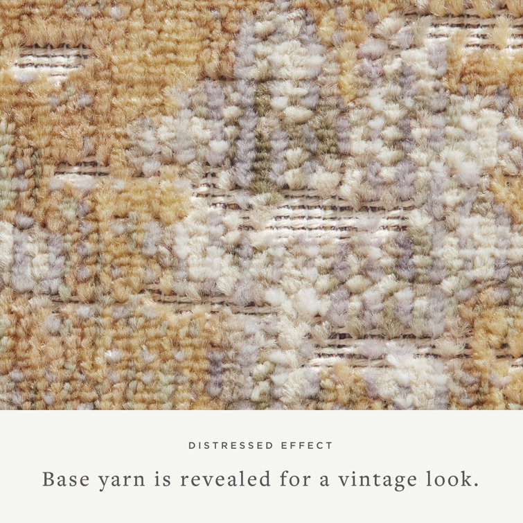 Rosemarie Gold and Sand Synthetic Runner Rug