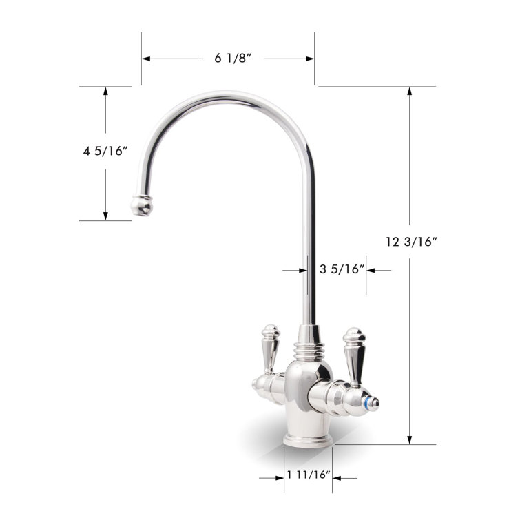 Chrome Dual Handle Hot and Cold Water Dispenser Faucet