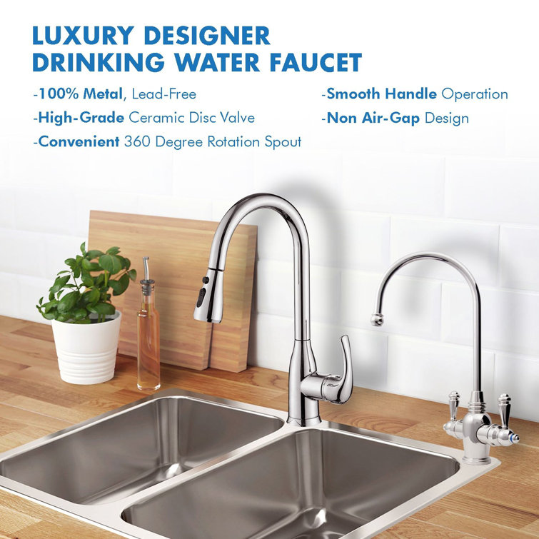 Chrome Dual Handle Hot and Cold Water Dispenser Faucet