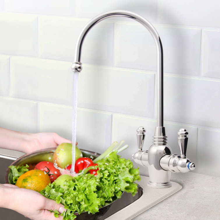 Chrome Dual Handle Hot and Cold Water Dispenser Faucet