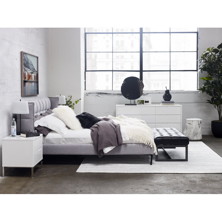 Wyatt 54'' Black Top-Grain Leather and Iron Bench