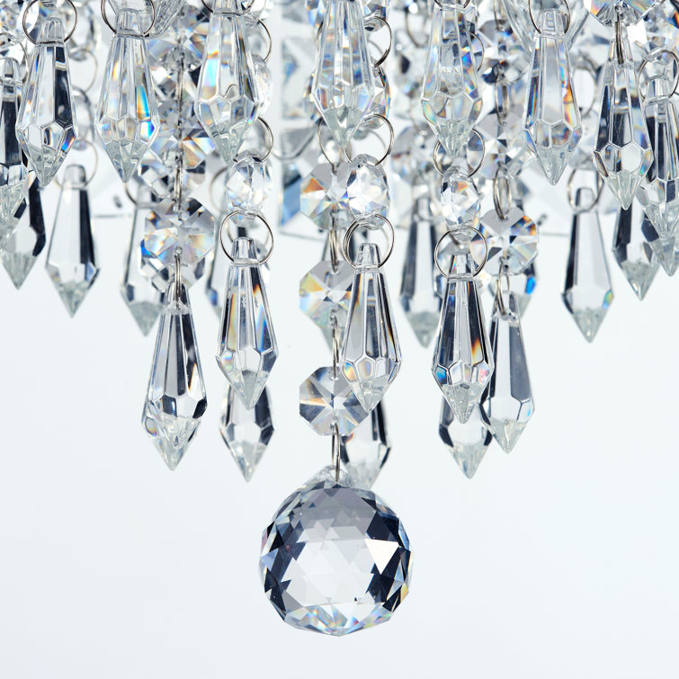Bronze Mini Crystal Tiered Chandelier with Glass Shade