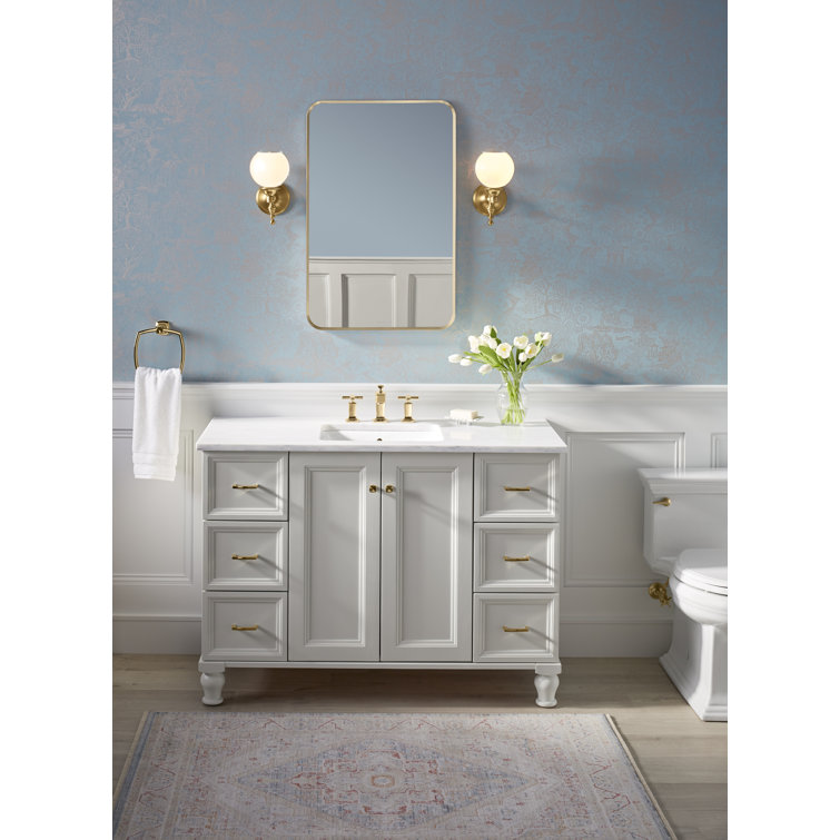 Essential 34" x 22" Brushed Gold Rectangular Vanity Mirror