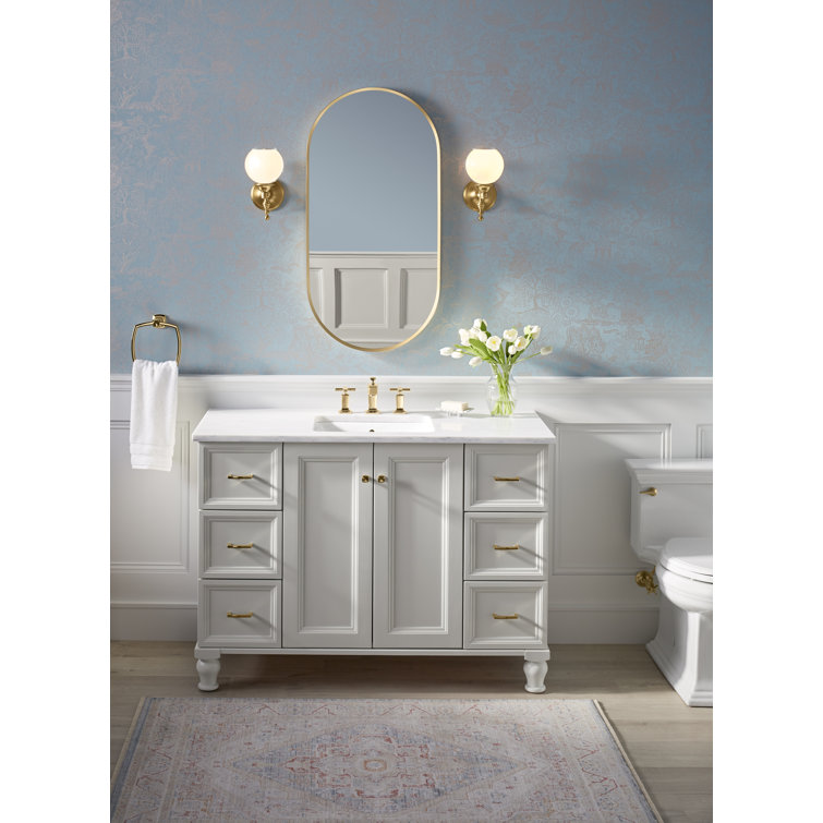 Essential Elegance 40" x 20" Brushed Gold Metal Framed Vanity Mirror