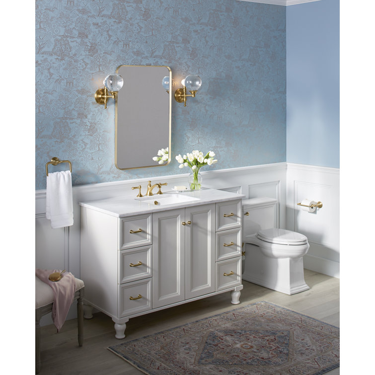 Essential 34" x 22" Brushed Gold Rectangular Vanity Mirror