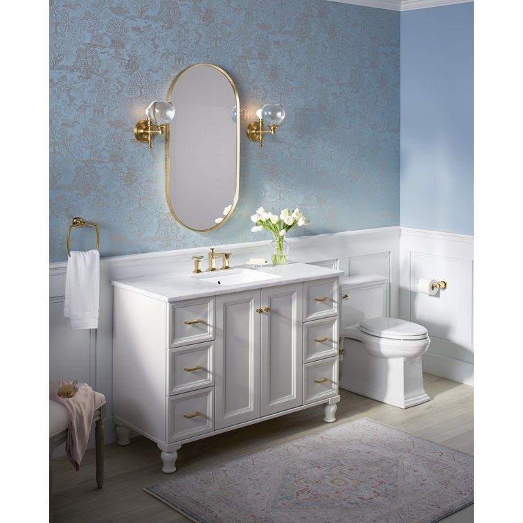 Essential Elegance 40" x 20" Brushed Gold Metal Framed Vanity Mirror