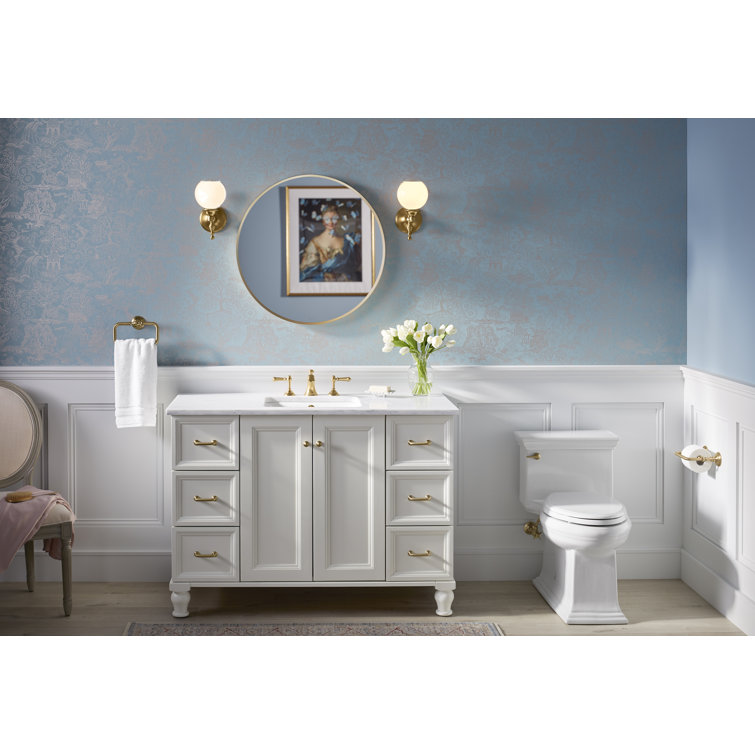 Moderne Brushed Gold 42" Round Bathroom Vanity Mirror