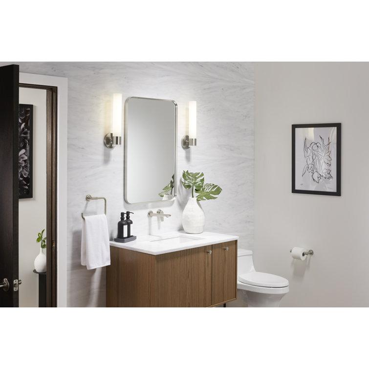 Essential Brushed Nickel 34" x 22" Rectangular Bathroom Vanity Mirror