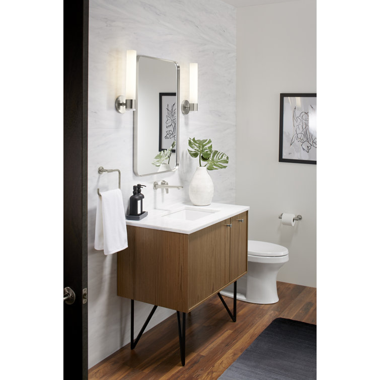 Essential Brushed Nickel 34" x 22" Rectangular Bathroom Vanity Mirror