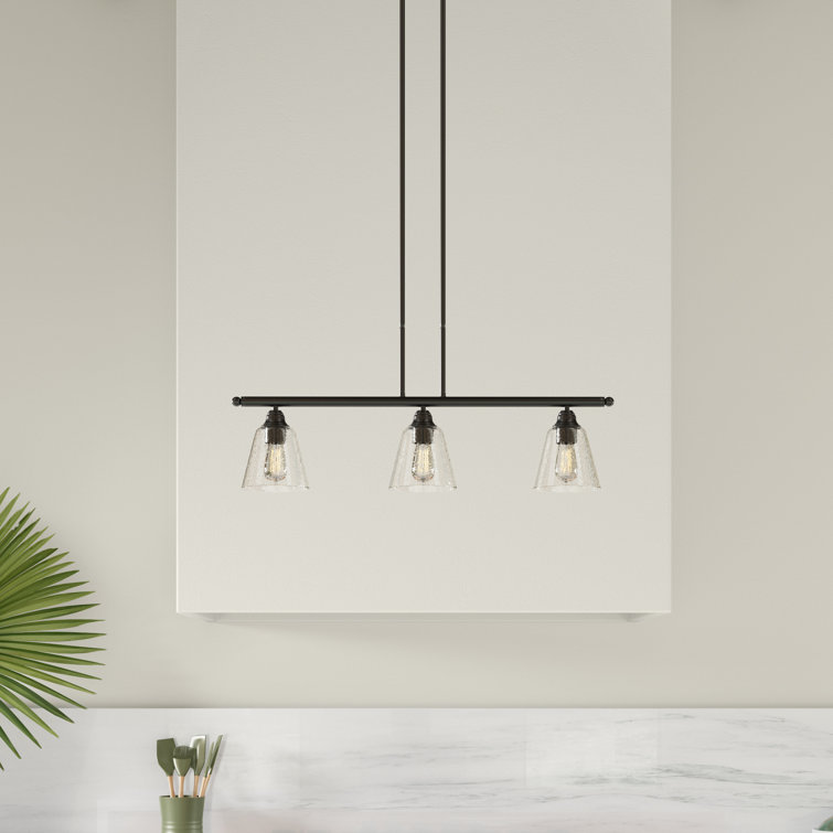 Matte Black Glass 3-Light Island Pendant