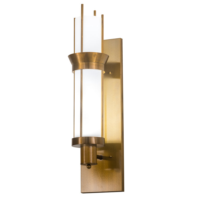 Elegant Gold Direct Wired Electric Wall Sconce with White Glass Shade