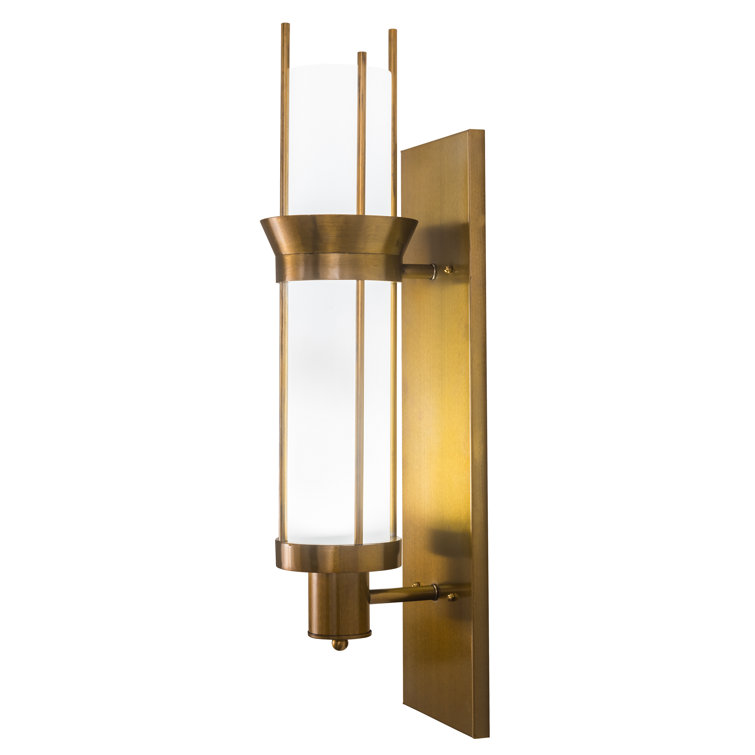 Elegant Gold Direct Wired Electric Wall Sconce with White Glass Shade