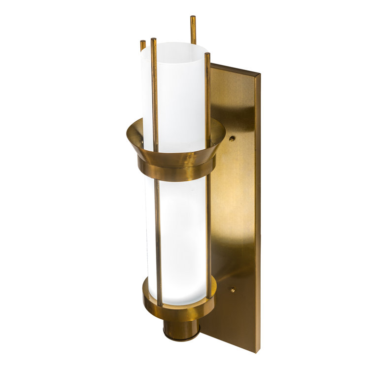 Elegant Gold Direct Wired Electric Wall Sconce with White Glass Shade