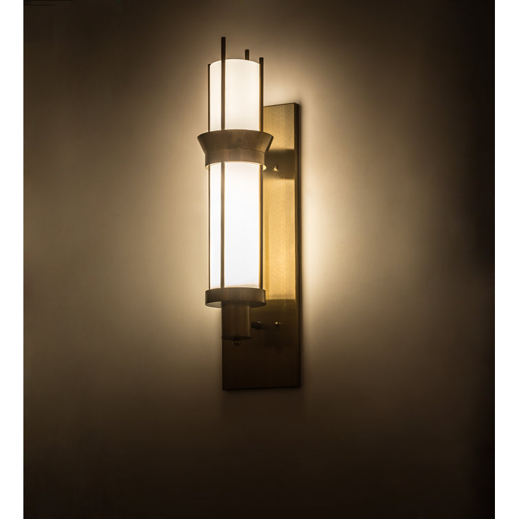 Elegant Gold Direct Wired Electric Wall Sconce with White Glass Shade
