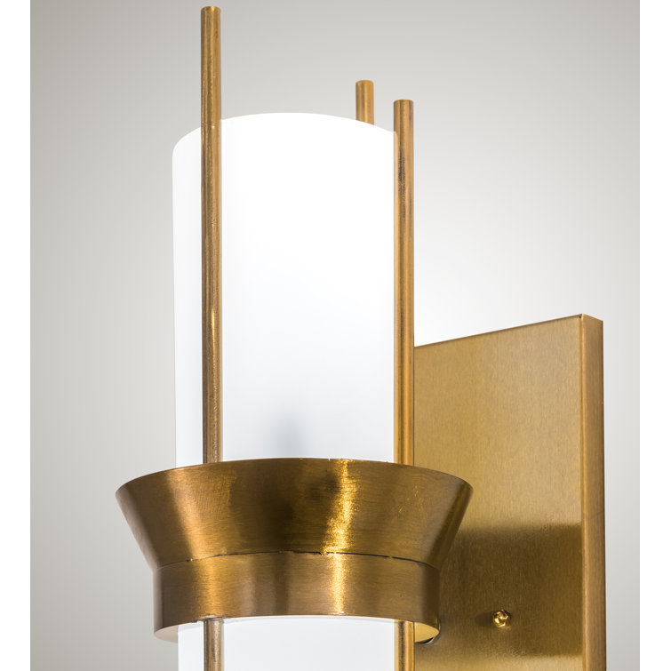 Elegant Gold Direct Wired Electric Wall Sconce with White Glass Shade