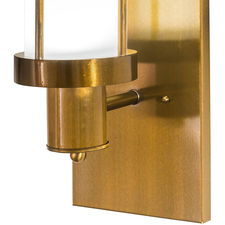 Elegant Gold Direct Wired Electric Wall Sconce with White Glass Shade
