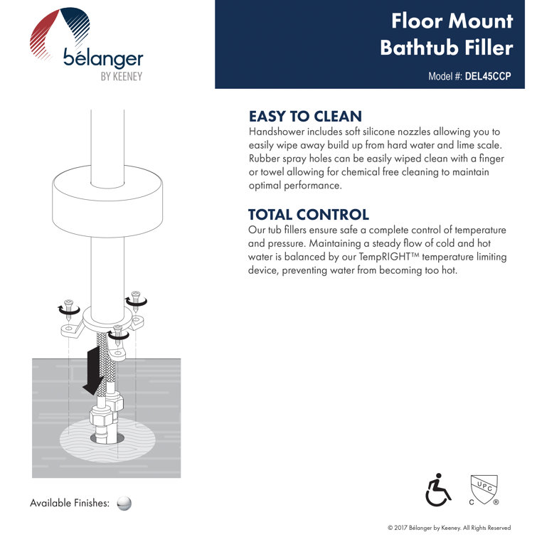 Polished Chrome Freestanding Tub Filler with Handheld Shower