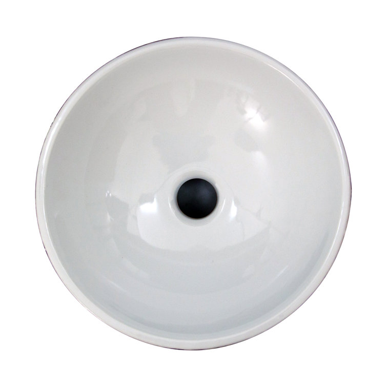 White and Gold Ceramic Vessel Sink with Fireclay Finish