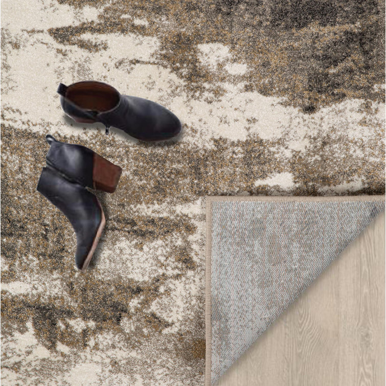 Abstract Elegance Beige Synthetic 9' x 12' Area Rug
