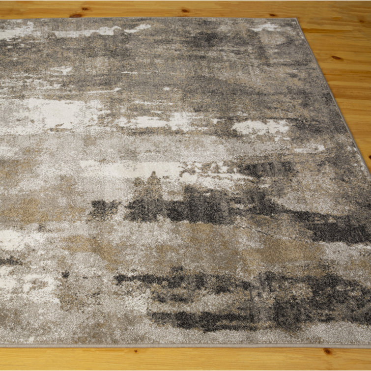 Abstract Elegance Beige Synthetic 9' x 12' Area Rug