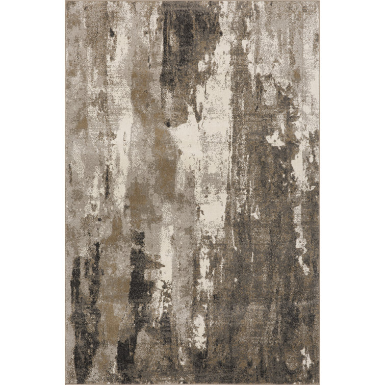 Abstract Elegance Beige Synthetic 9' x 12' Area Rug