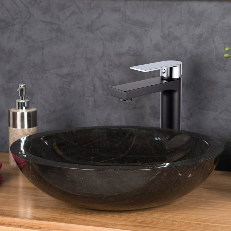 Black and Chrome Single Handle Bathroom Faucet