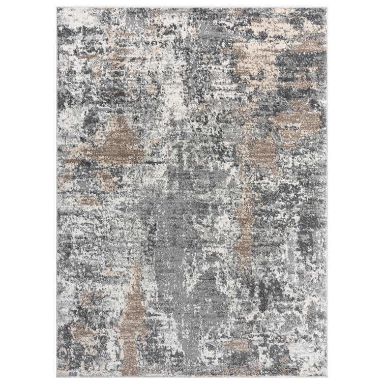Gray and Beige 8' x 10' Abstract Synthetic Area Rug