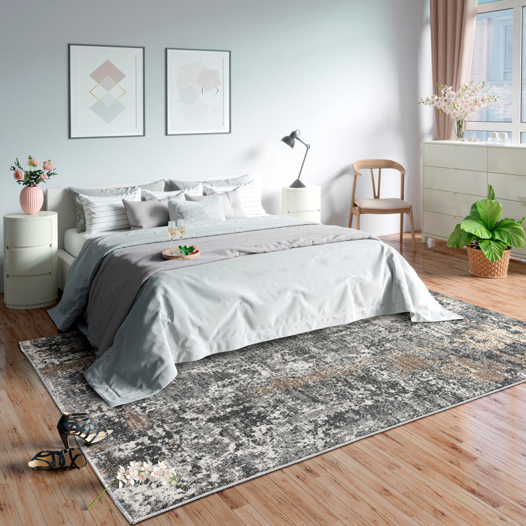 Gray and Beige 8' x 10' Abstract Synthetic Area Rug