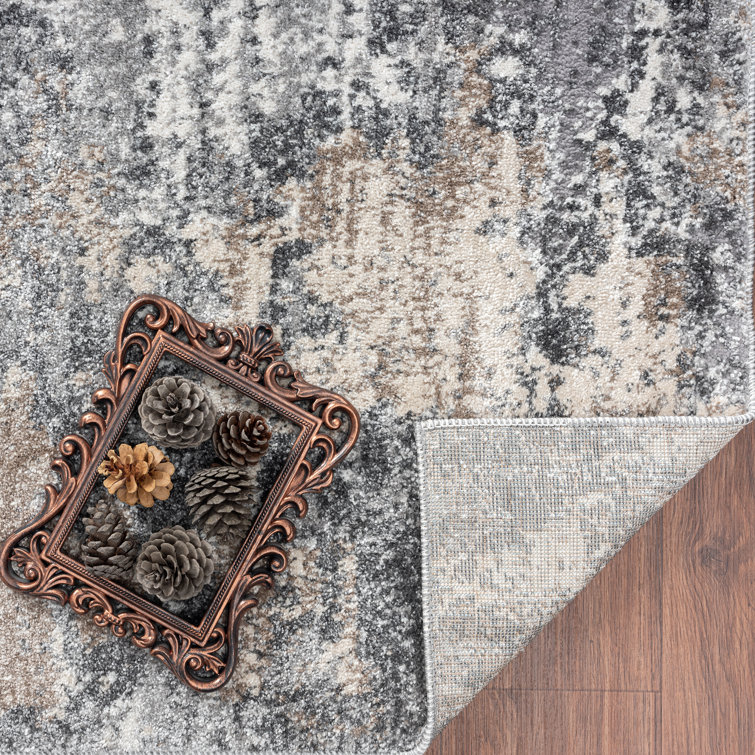 Gray and Beige 8' x 10' Abstract Synthetic Area Rug