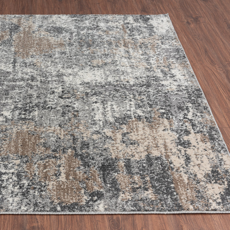 Gray and Beige 8' x 10' Abstract Synthetic Area Rug