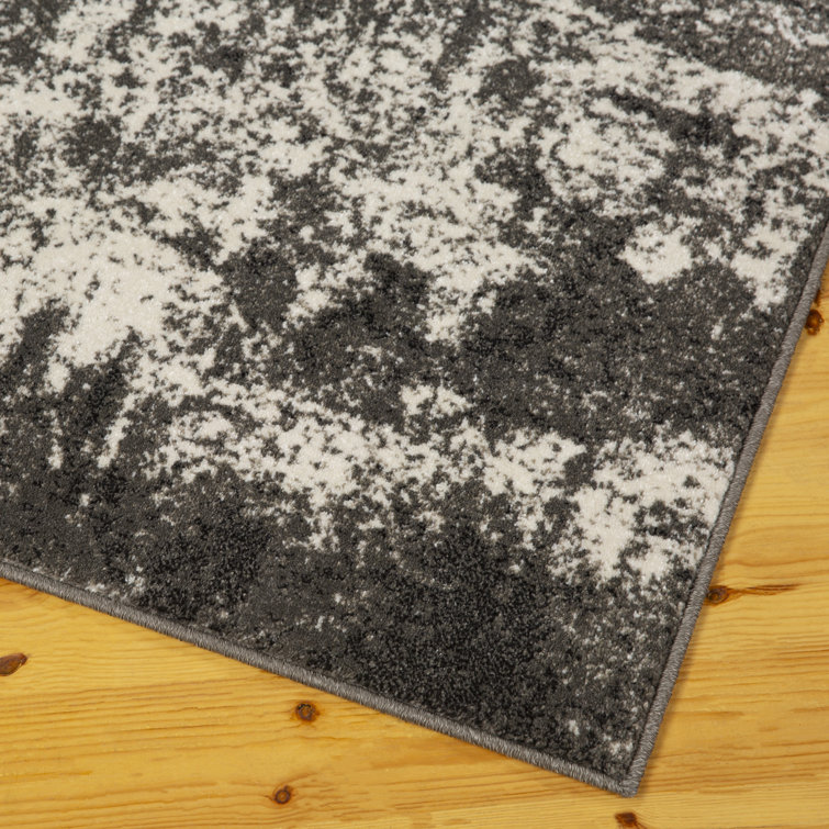Dark Gray Abstract Easy Care Synthetic Area Rug