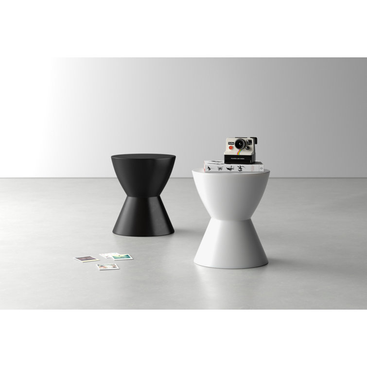 Athena Ivory Round Concrete Accent Table - Transitional Style