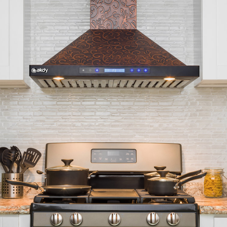 30-Inch Embossed Copper Convertible Wall Mount Range Hood