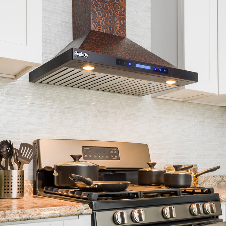 30-Inch Embossed Copper Convertible Wall Mount Range Hood
