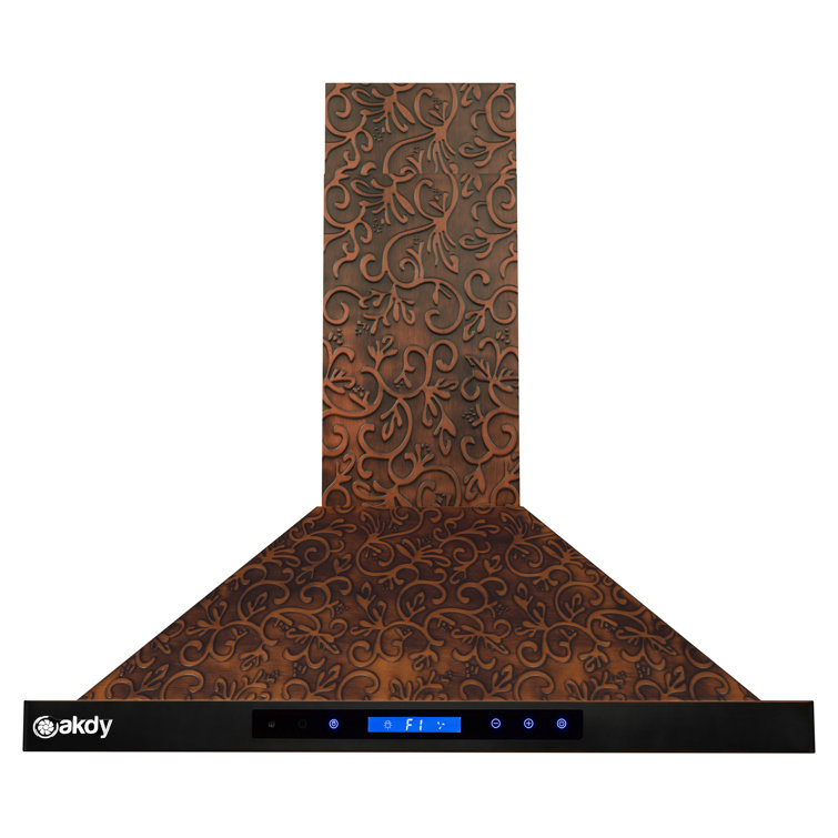 30-Inch Embossed Copper Convertible Wall Mount Range Hood